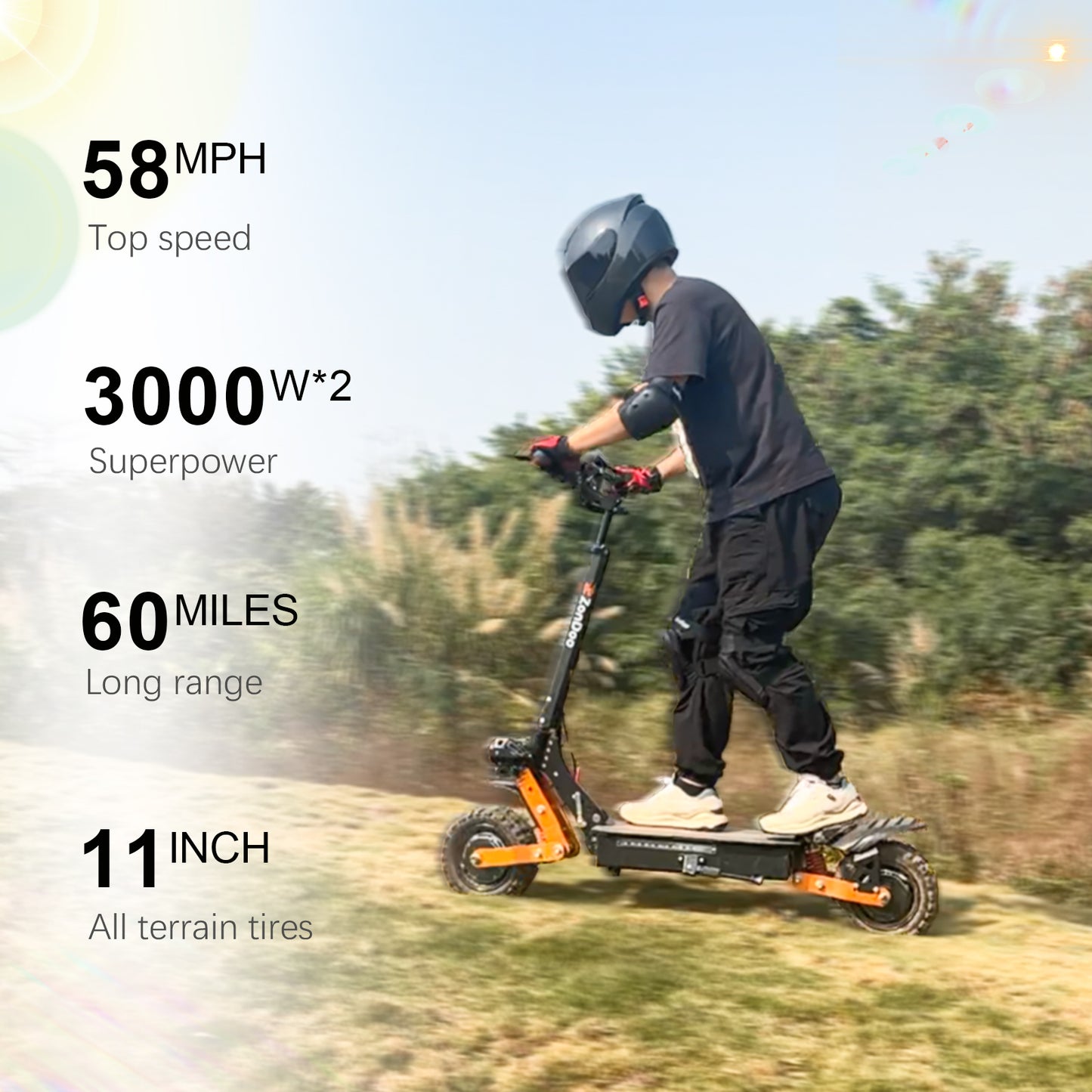 Scooter électrique ZonDoo ZO01 PLUS 5600w 11 pouces 60V 80Km / h