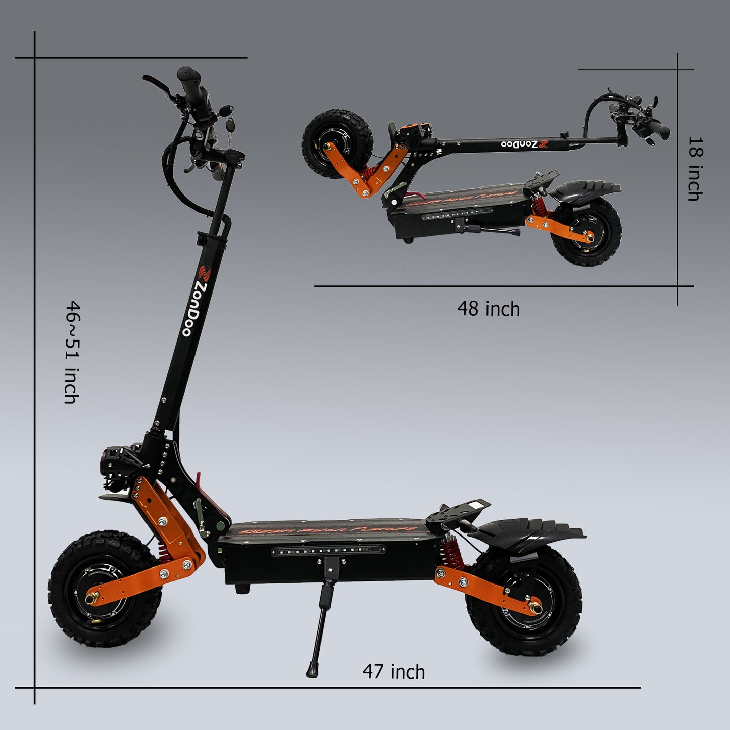 Scooter électrique ZonDoo ZO01 PLUS 5600w 11 pouces 60V 80Km / h